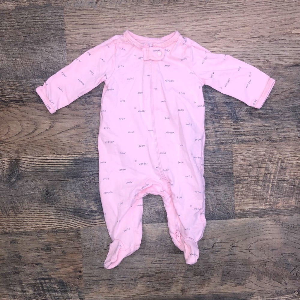 Carter’s Just One You 3 Months Pink Baby Girls Pajama Onesie With Two Way Zipper